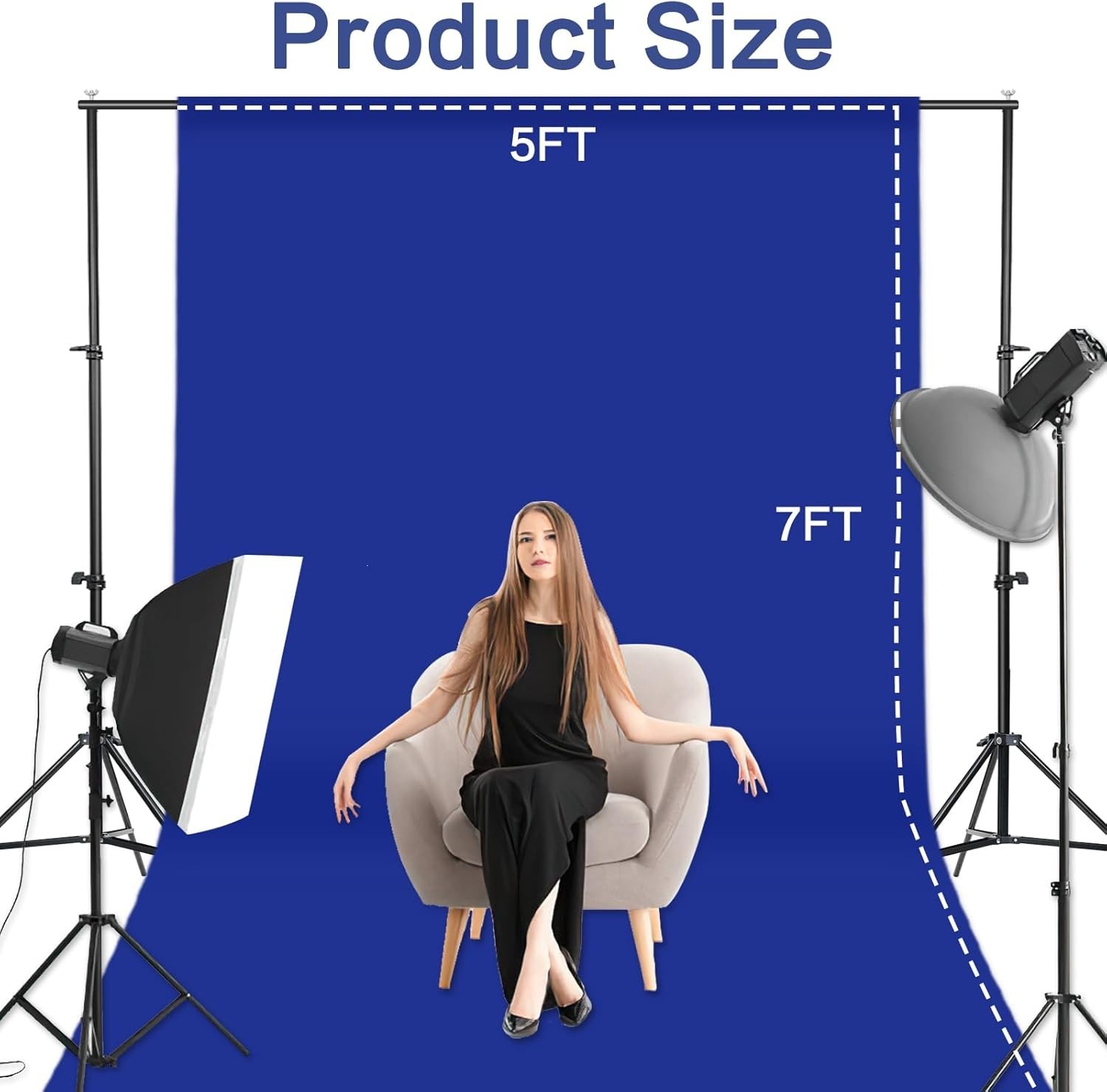 Durable 5x7FT Royal Blue Seamless Backdrop for Stunning Photos and Videos