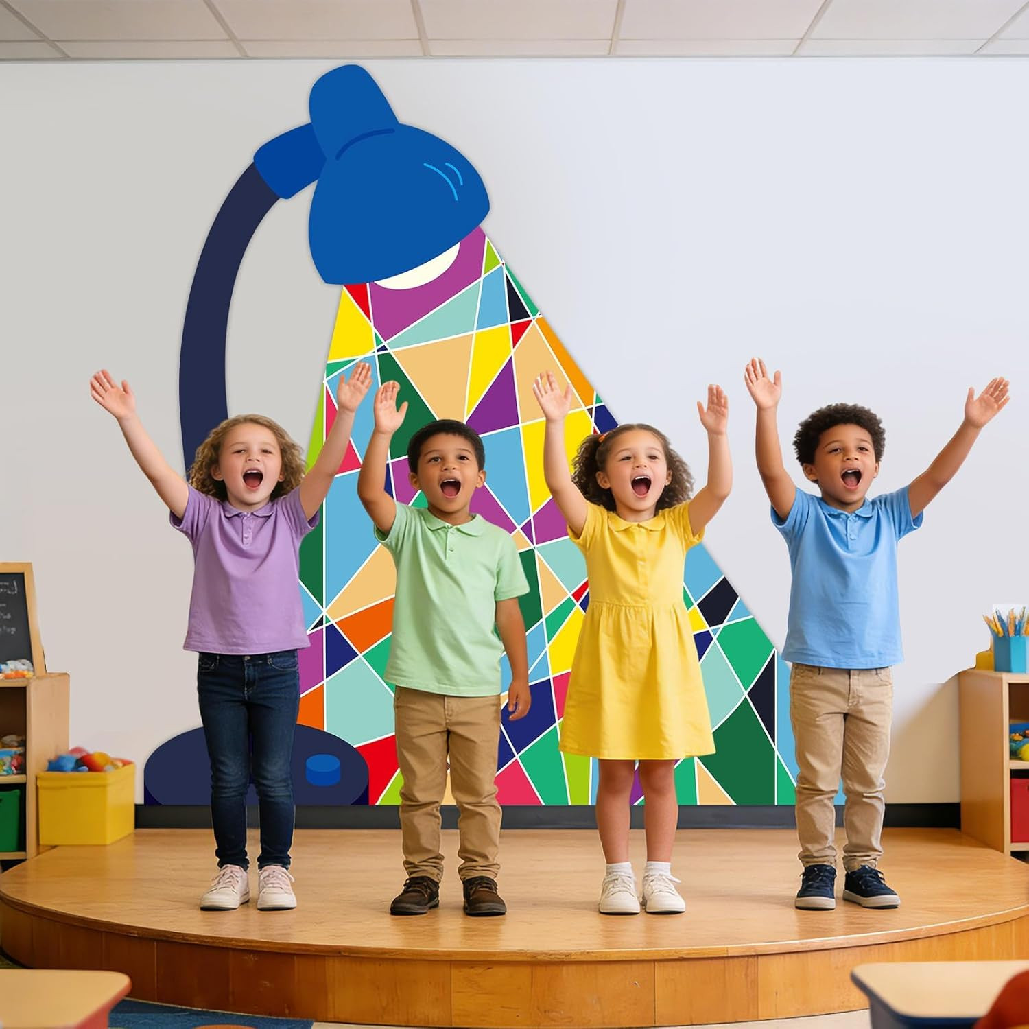 2026 Vacation Bible School Backdrop Decoration Colorful Light Station Backdrop C