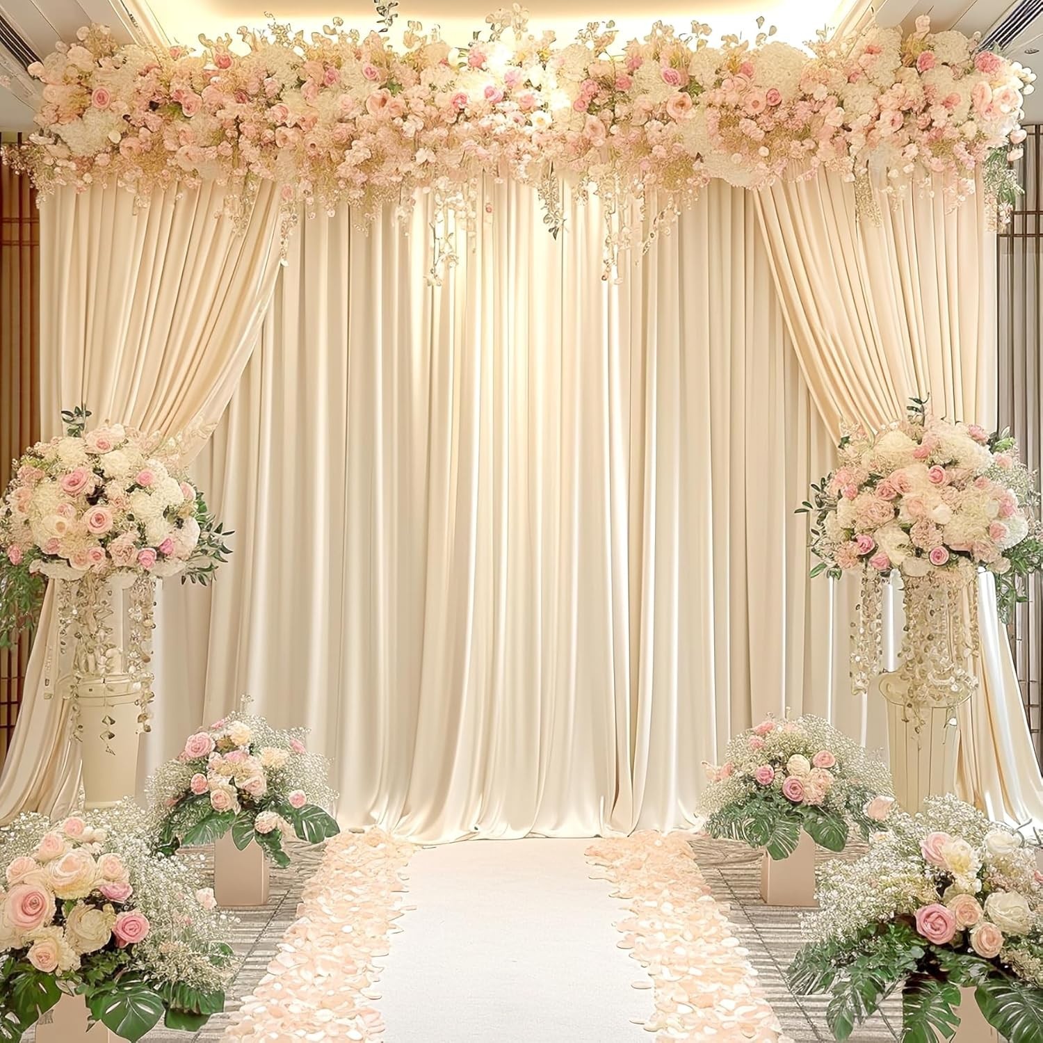 10 Panels Champagne Backdrop Curtain for Parties Wedding Baby Shower Photos