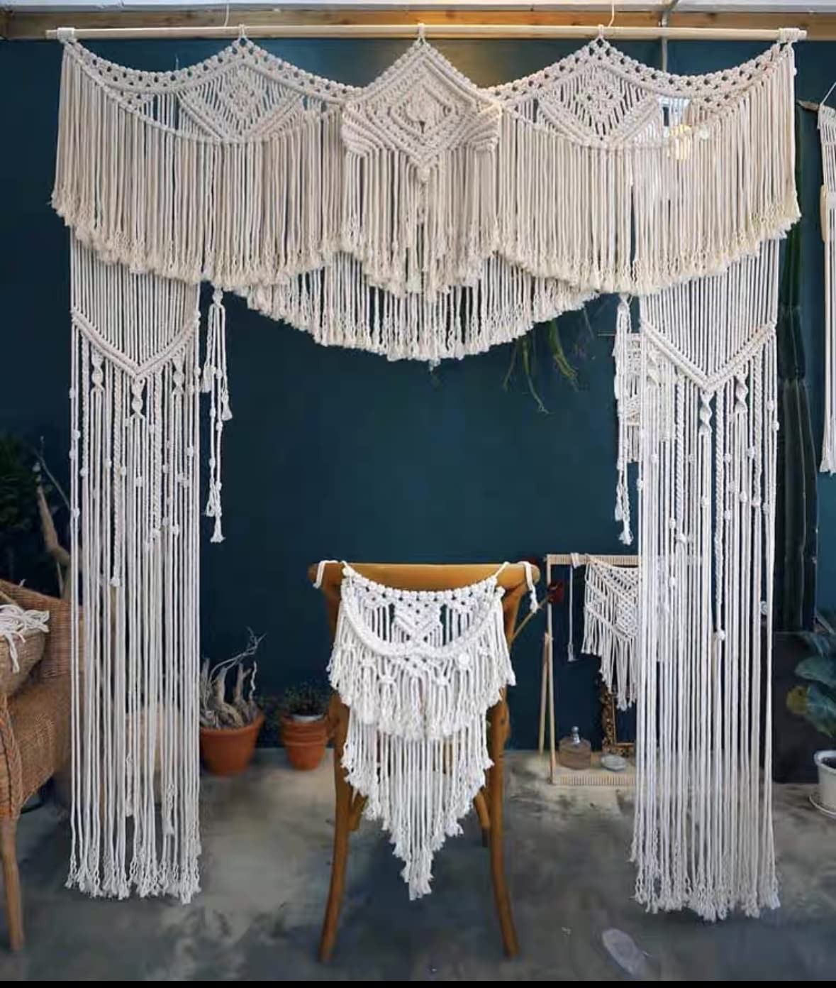 kiido Large Macrame Wedding Backdrop for Arbor/Arch Bohemian Wall Hanging Decor