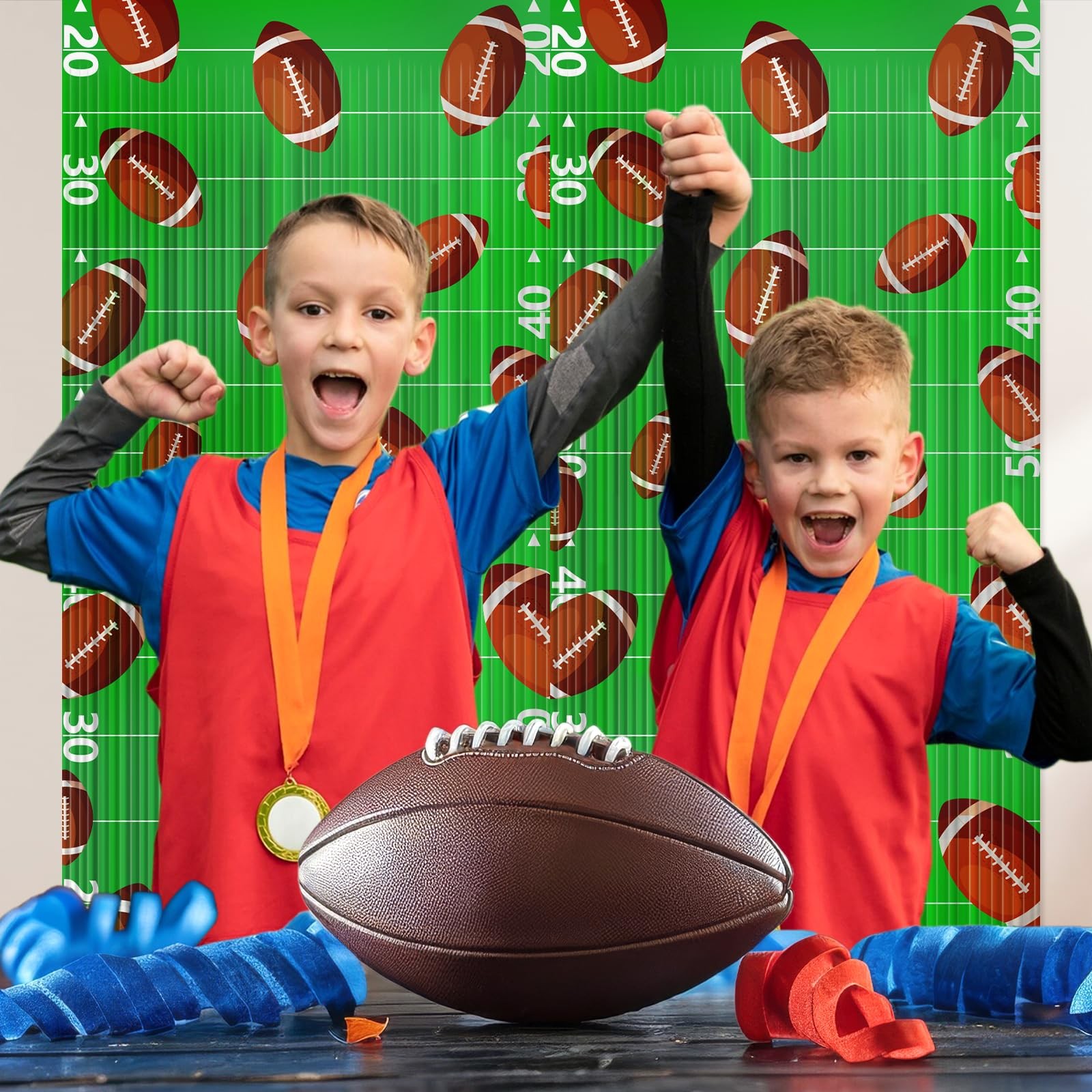 2 PCS Football Foil Fringe Curtain Party Decor Tinsel Streamer 3.3×6.6 Ft