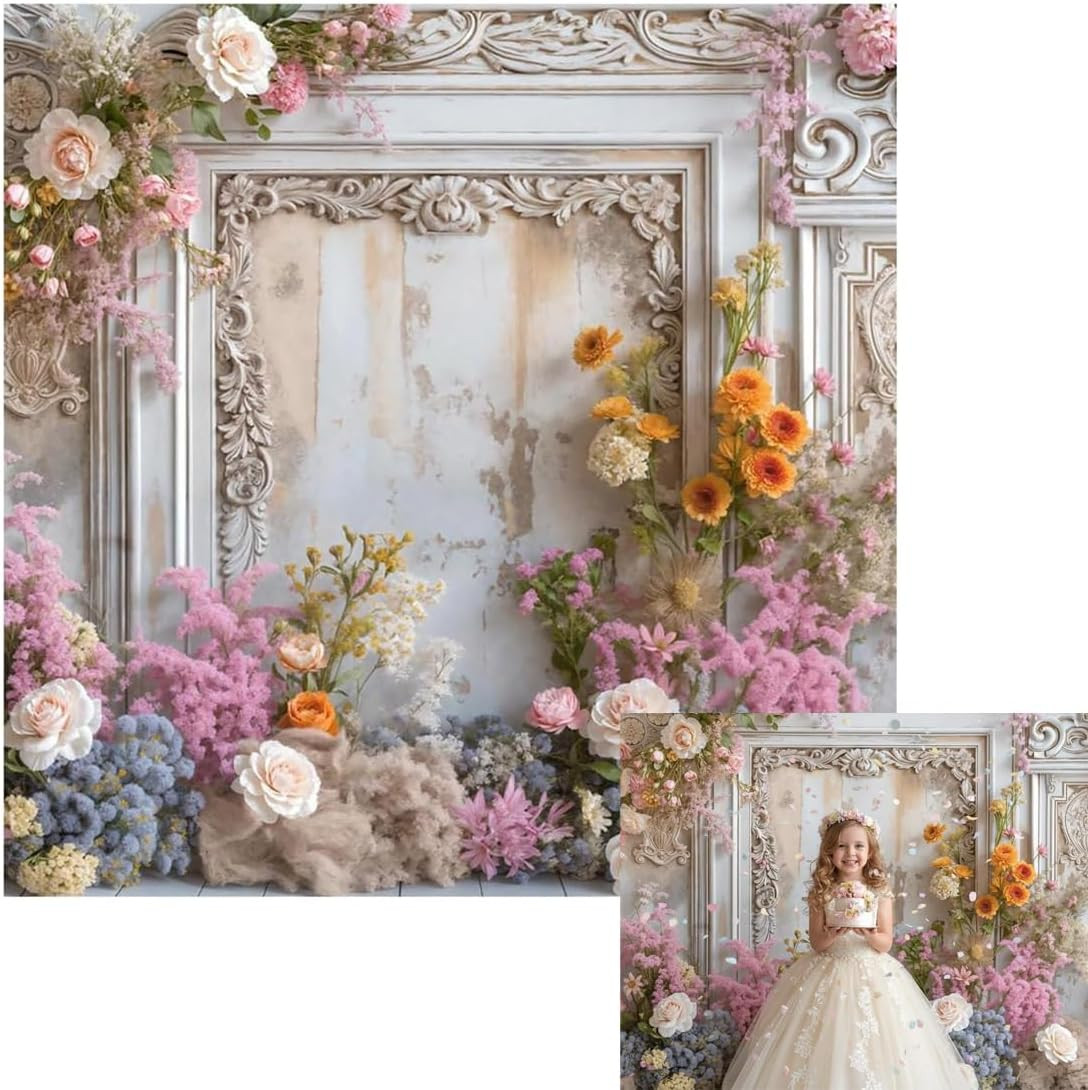 8X8Ft Frame Style Retro Wall Wedding Portrait Photography Backdrops Colorful Fre