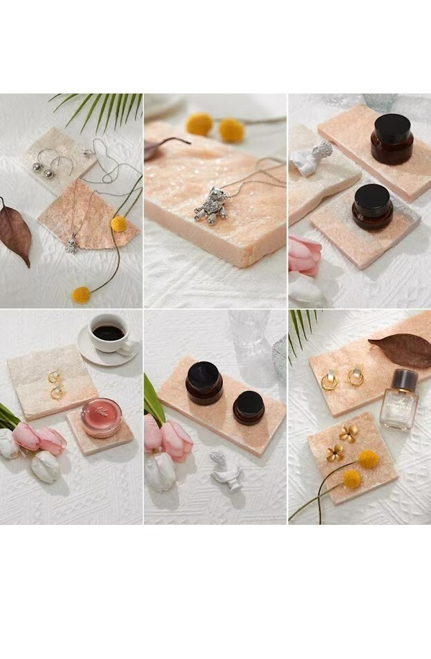 Natural Stones for Photography Backdrop Waterproof Pink Orange Slabs 3 pcs.