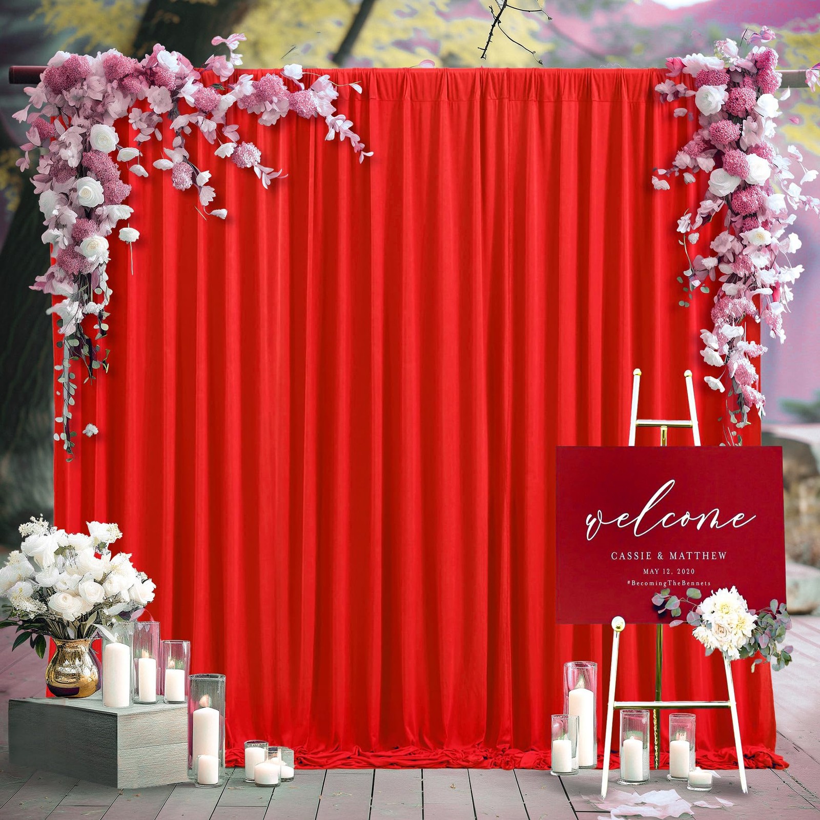 Red Backdrop Curtains 8x10ft 2 Panels Wrinkle Free Photo Background Drapes