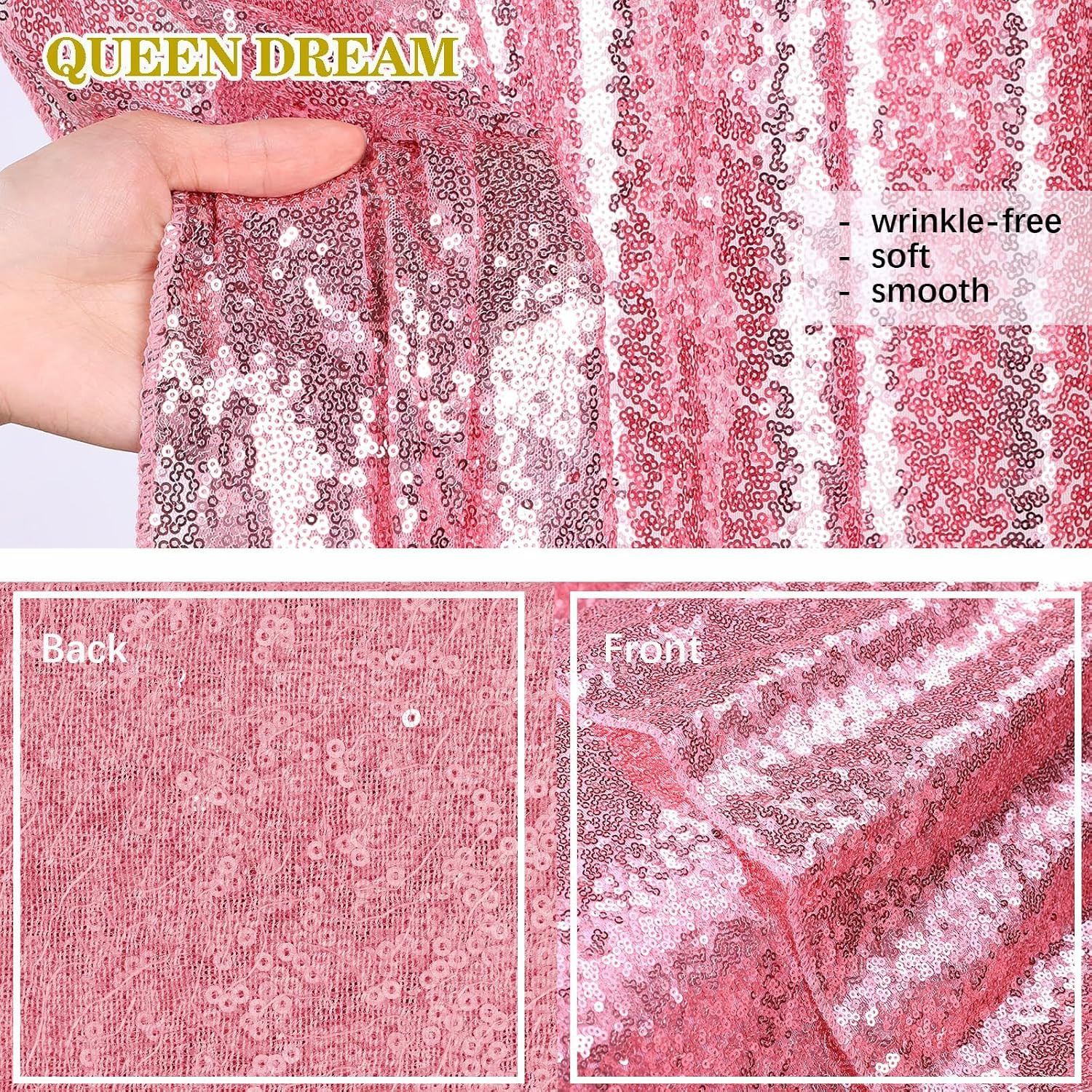 Blush Pink Sequin Backdrop Glitter Backdrop Curtains 7ft x 7ft Glitter Backgroun