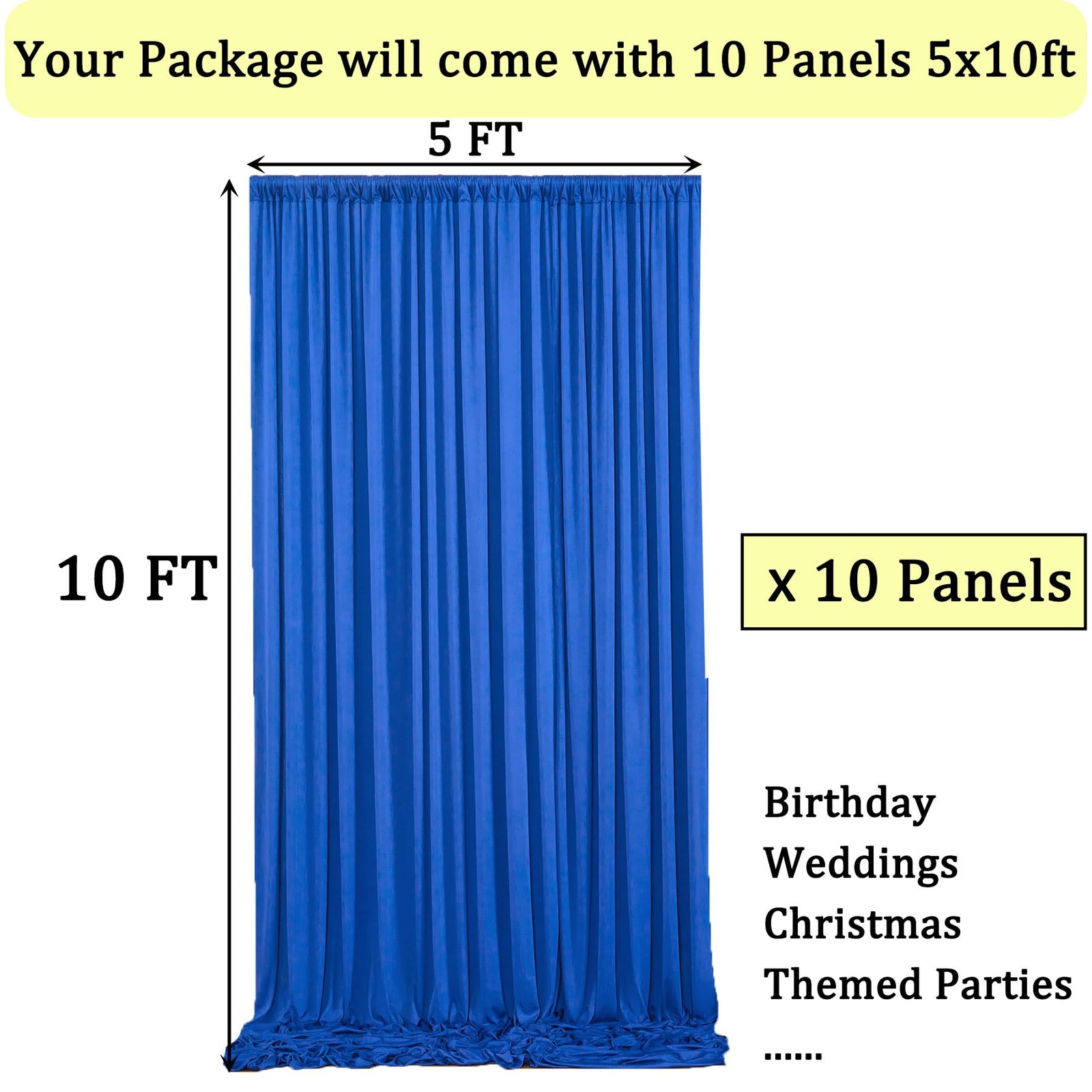 50ftx10ft Wrinkle Free Royal Blue Backdrop Curtains for 50ftx10ft,