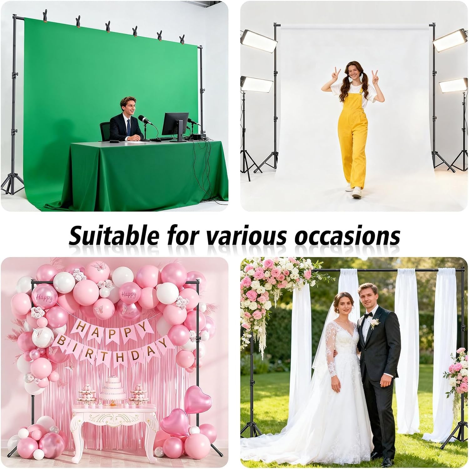 Backdrop Stand 10×7.5ft(WxH Heavy Duty Adjustable Photo Back Drop Stand kit