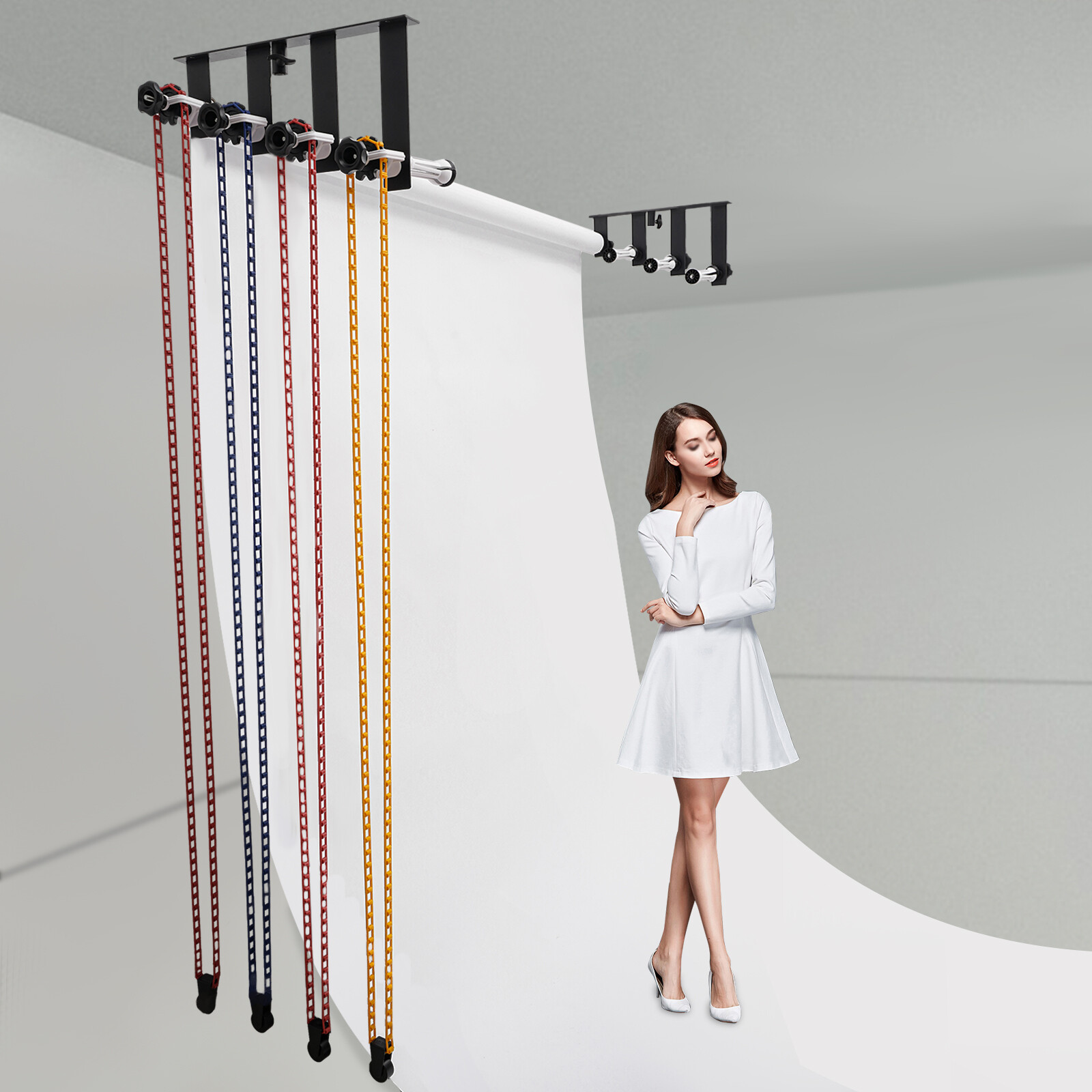 Wall Mount Backdrop Holder 4Roller Photography Background Metal Support System