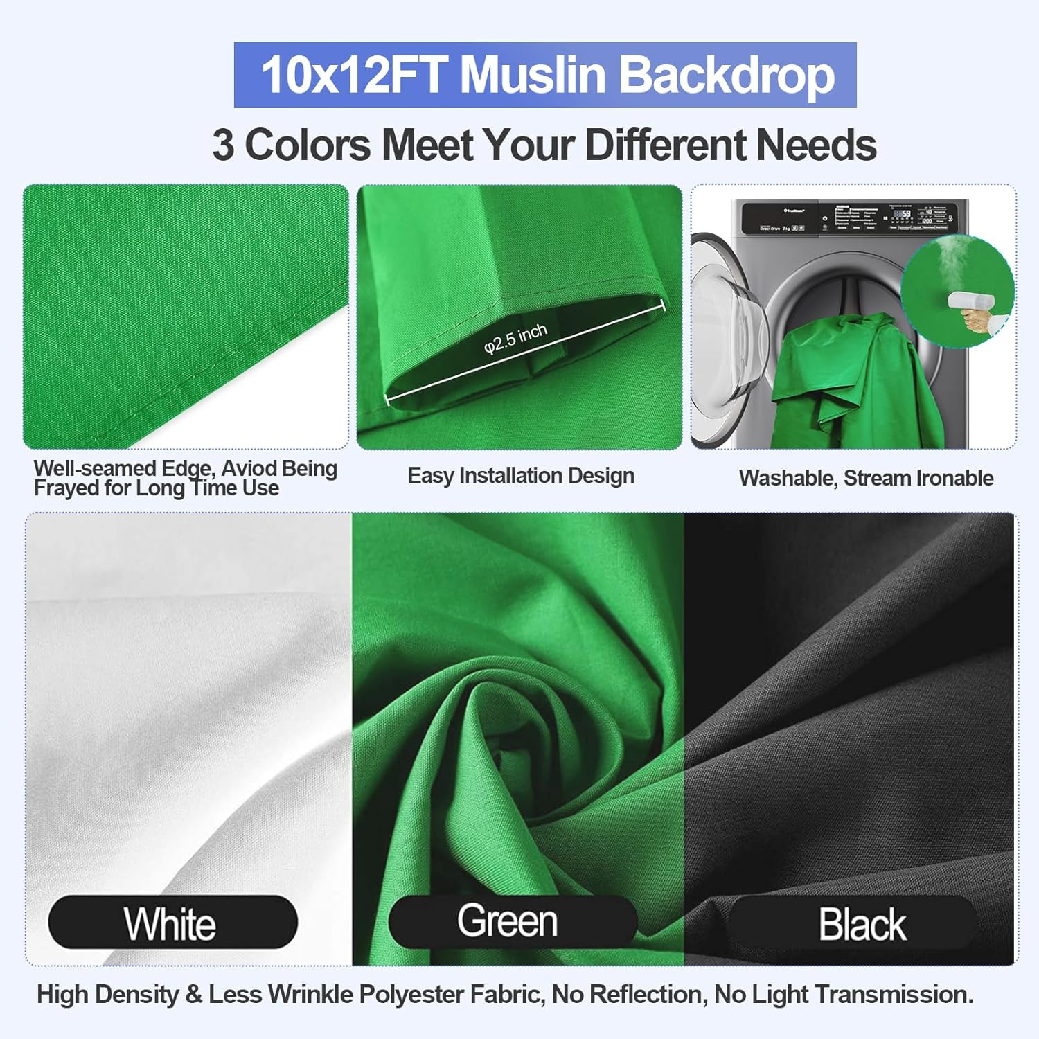 8.5X10Ft Green Screen Backdrop Kit with Sand Bag, Photography Background Support
