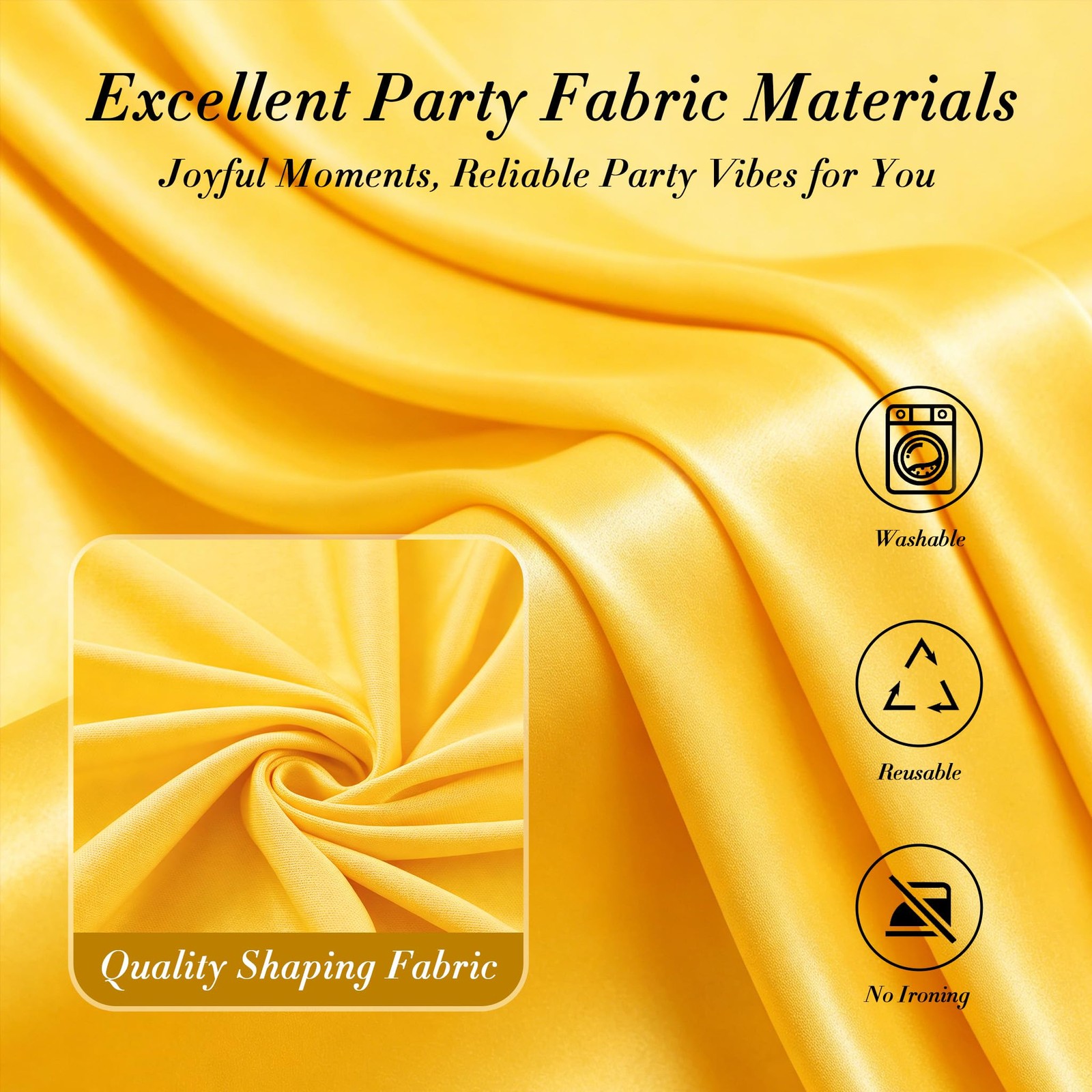 10x10ft Yellow Backdrop Curtain 2 Panels 5x10ft Wrinkle Free Thick Drapes