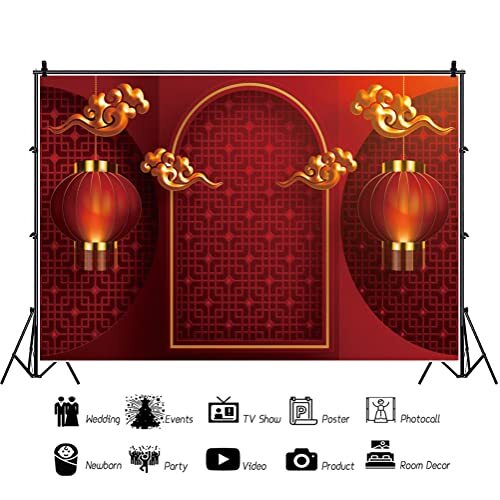 Chinese New Year Photography Backdrop Red Lantern Spring Festival 7x5ft Backg…