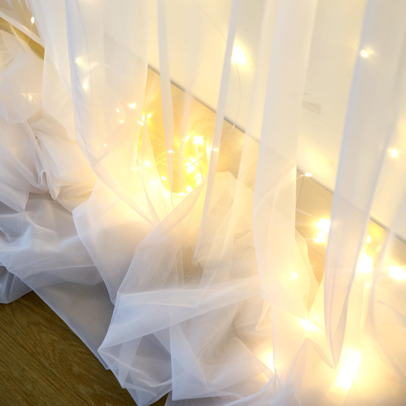 White Tulle Backdrop Curtain with 10 ft X 8 ft(2 Panels 5ft X 8ft),