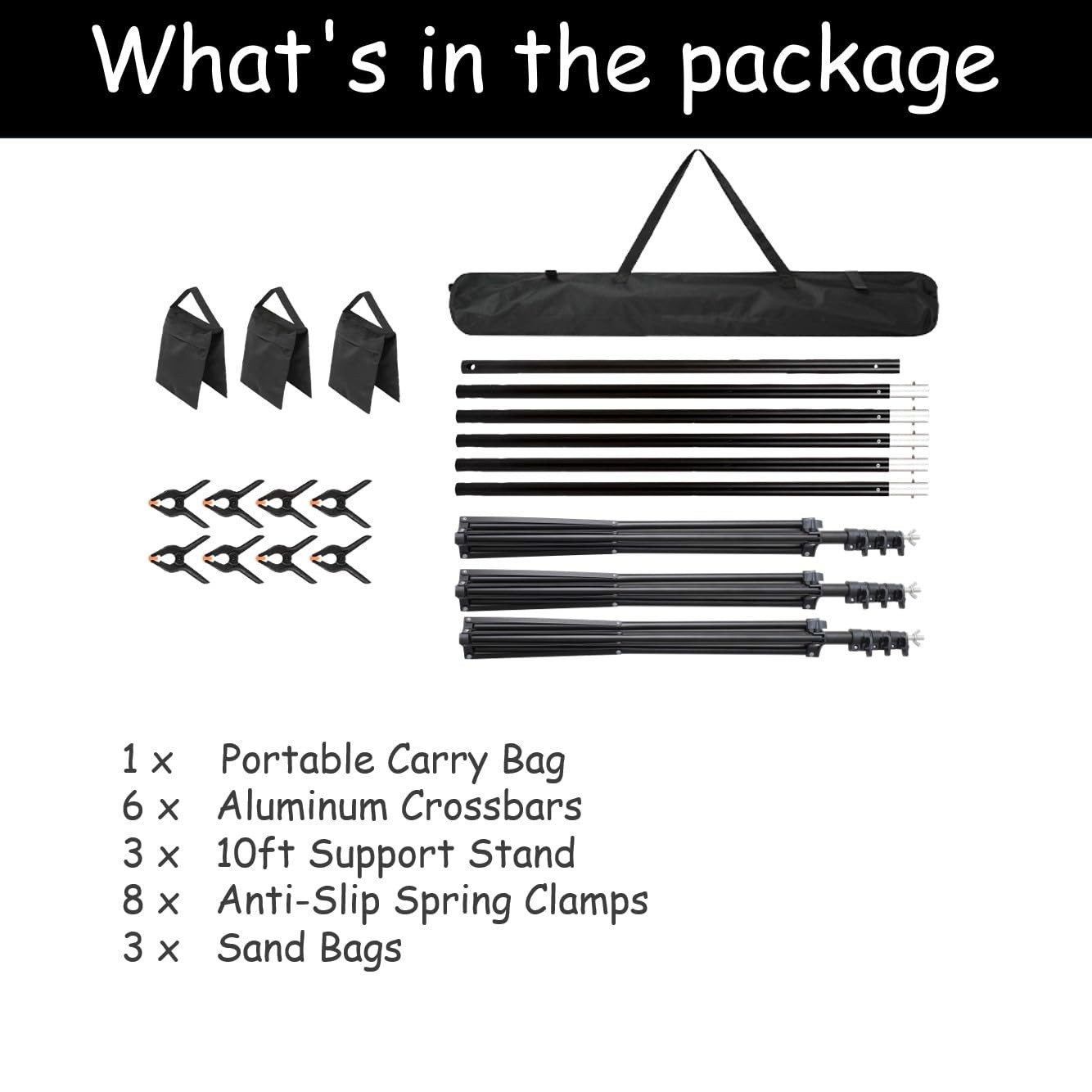 10×20 ft Back Drop Adjustable Stand, Photo Backdrop Stand Kit, Medium Duty