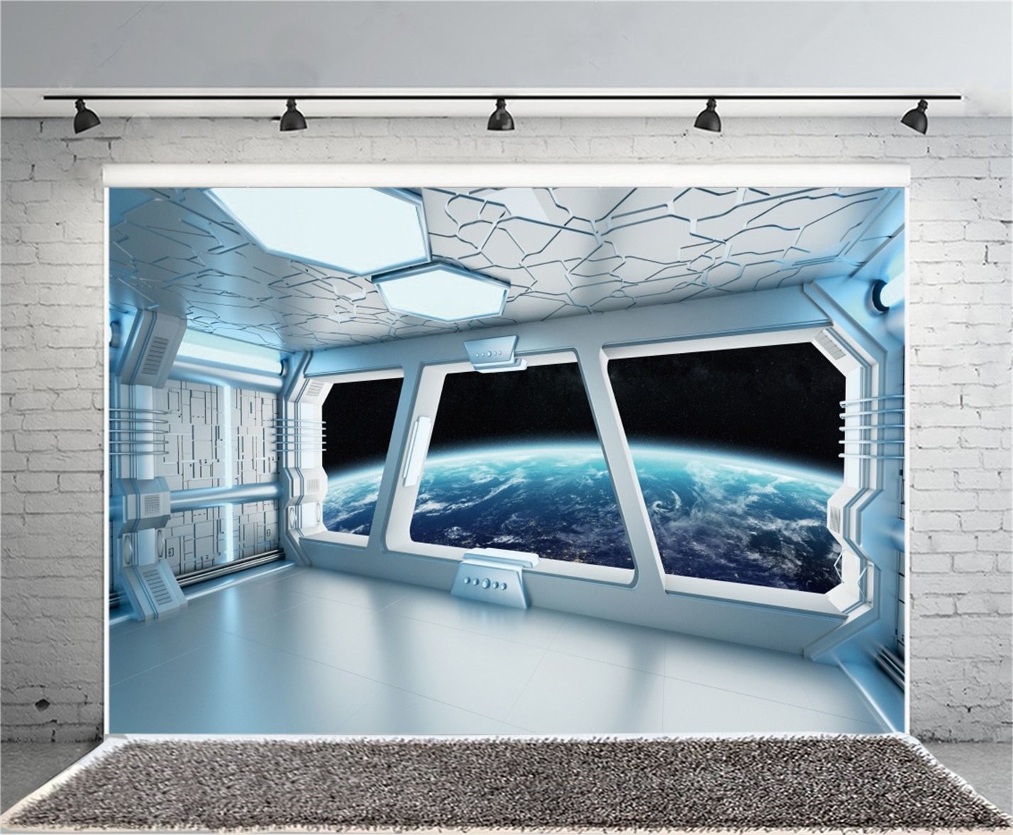 AOFOTO 10x7ft Spaceship Interior Backdrop Space Station Spacecraft Cabin Wind…