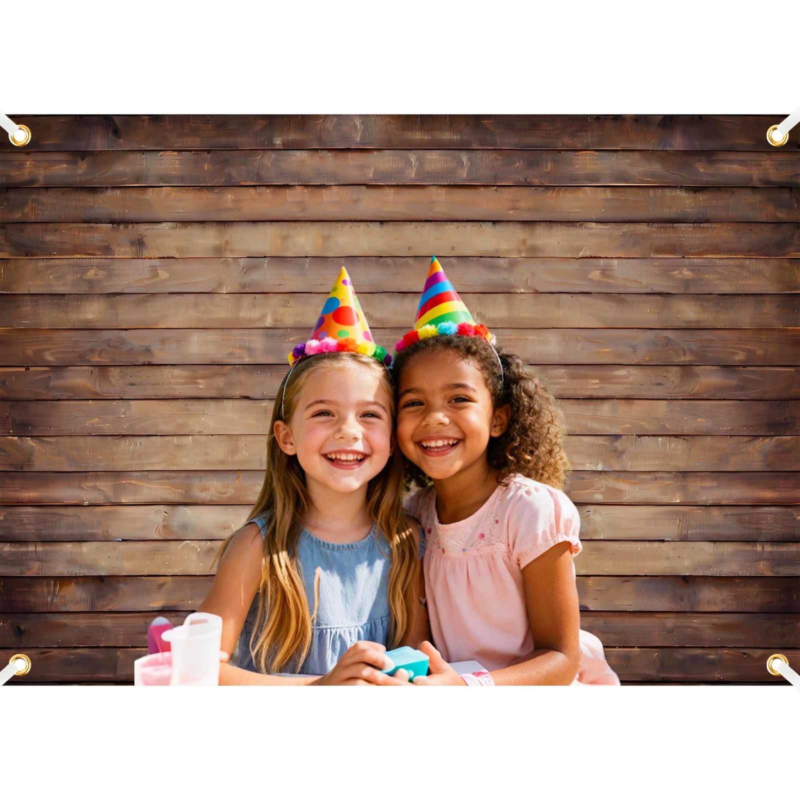 Fondo de fotografía de fondo de madera de 7×5 pies para cumpleaños, Baby Shower