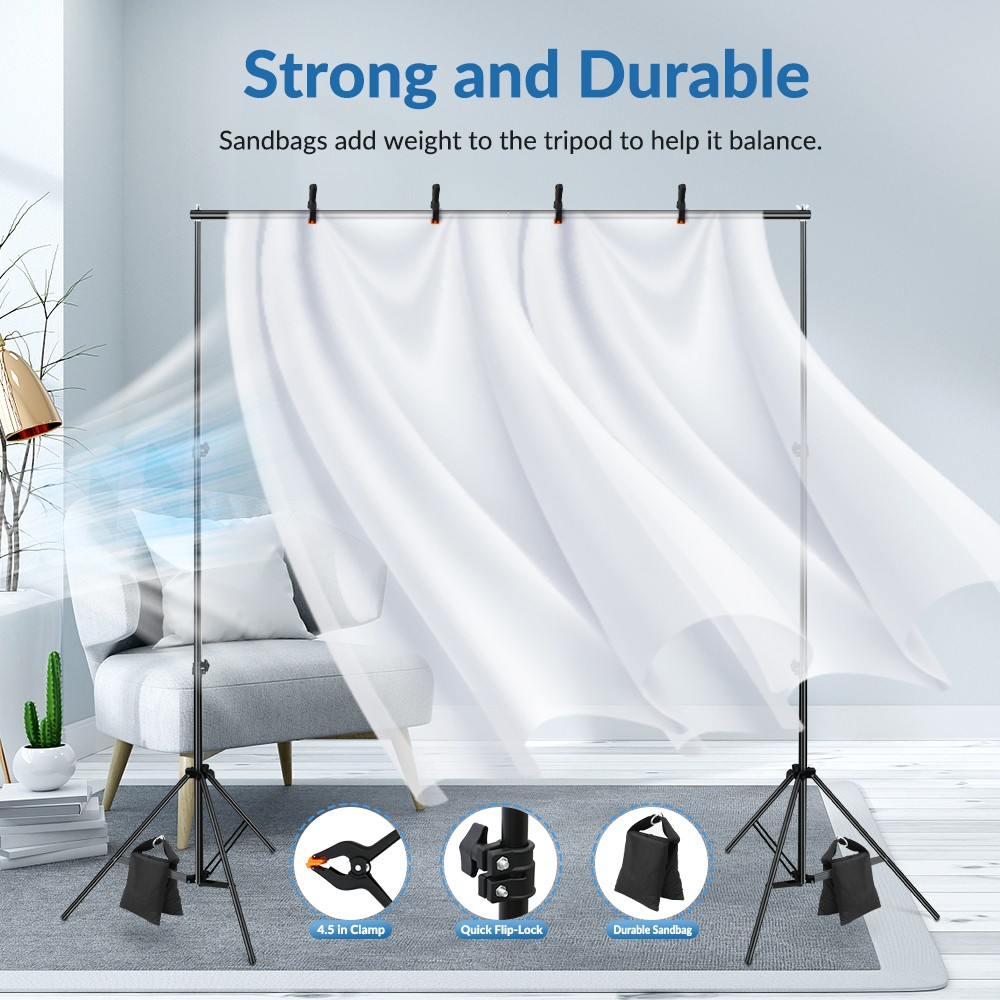 10FT Photography Adjustable Background Stand Support Photo Backdrop Crossbar Kit