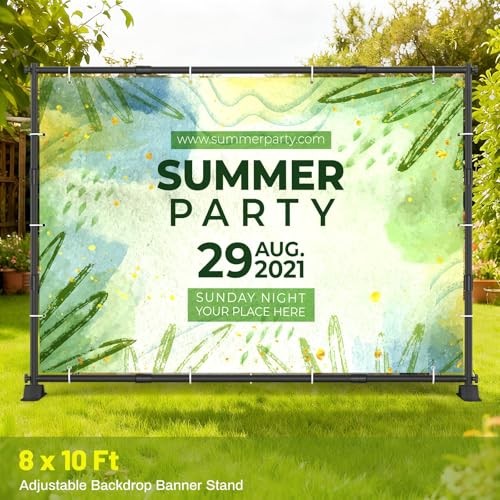 10 x 8 Ft Heavy Duty Backdrop Banner Stand, Adjustable Photo Background