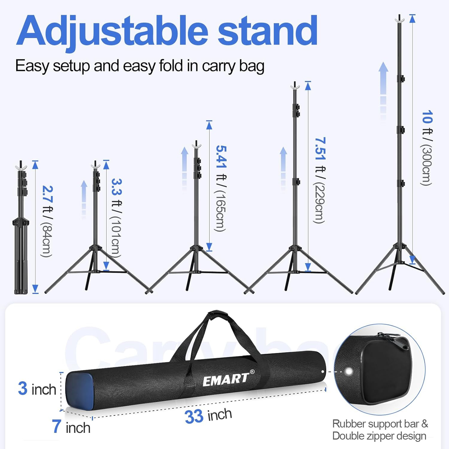 Backdrop Stand 10X10Ft(Wxh) Photo Studio Adjustable Background Stand Support Kit
