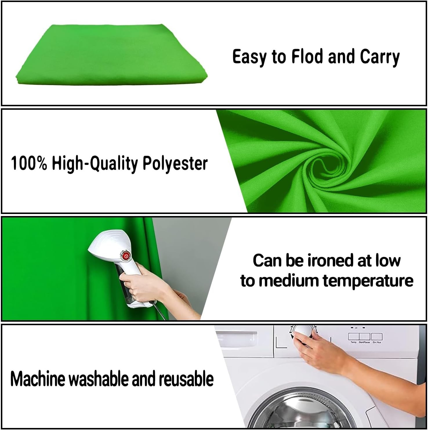 8x10FT Green High Density Fabric Screen Backdrop, Solid Color 8X10ft,