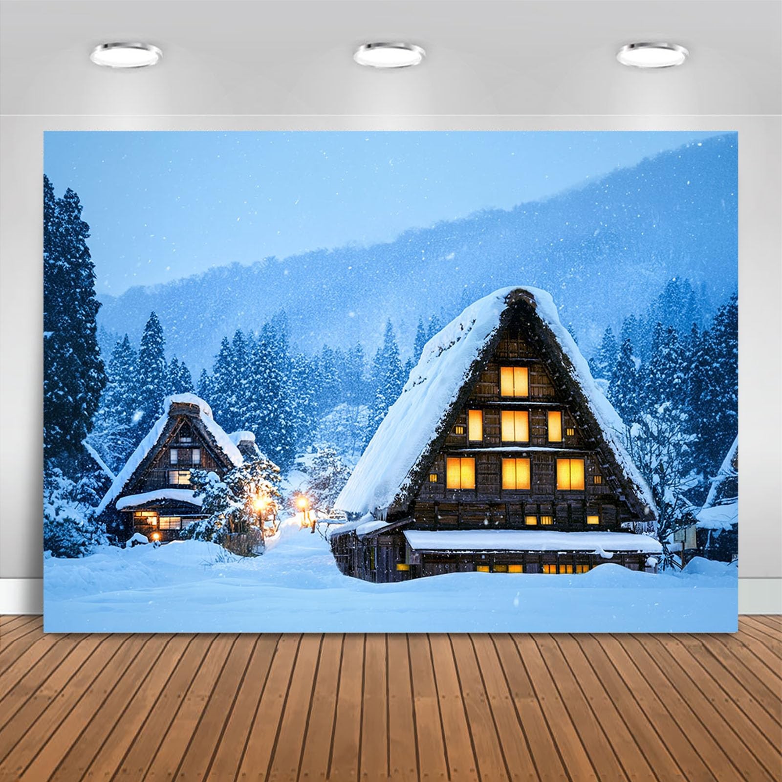 Winter Snow Secne Backdrop Snowy Village Winter Wonderland Background for Pho…