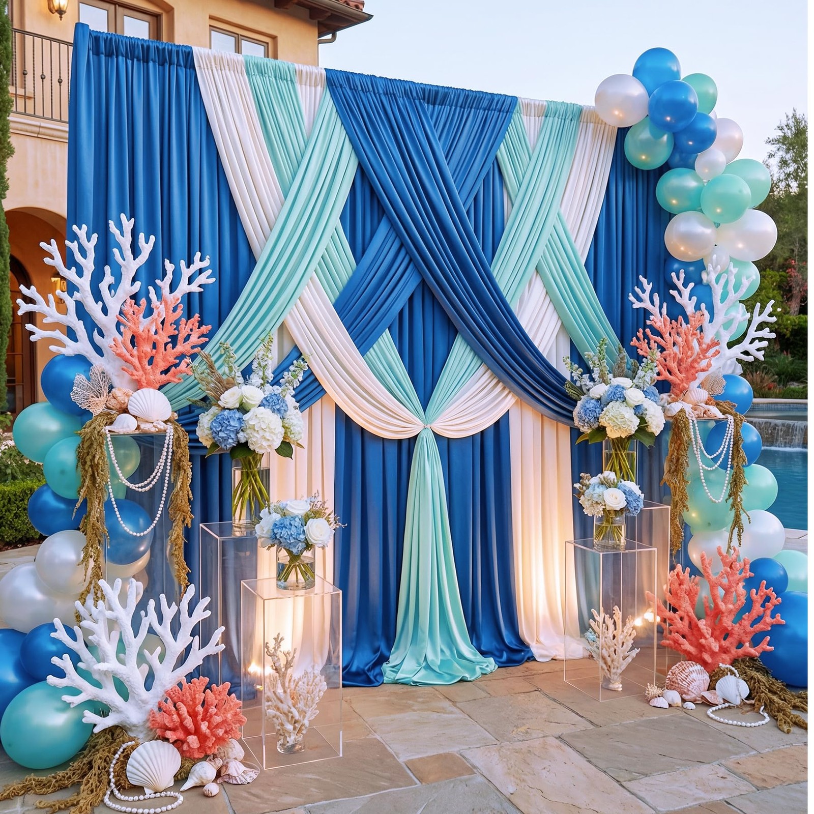 10ft×12ft Royal Blue Backdrop Curtain for Wedding Parties,2 Panels Wrinkle Fr…
