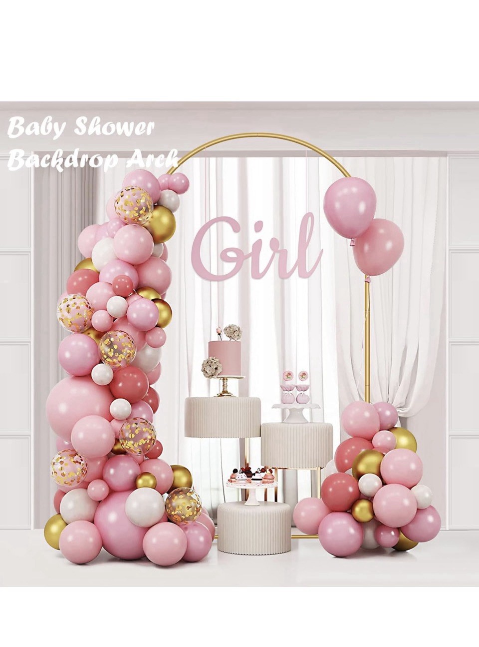 6.6FT Metal Wedding Arch Stand Gold Square Arched Backdrop Frame for Party Cerem