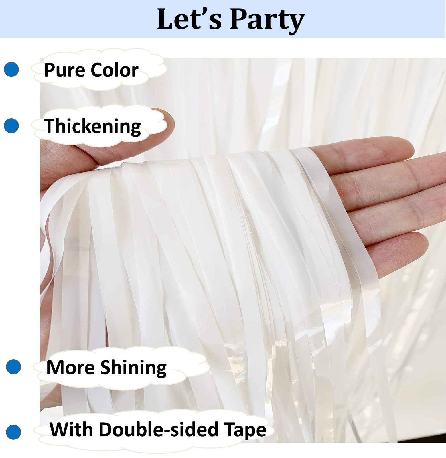 White Door Streamers Backdrop Curtains Tinsel Foil Fringe Party Decor 2 Packs