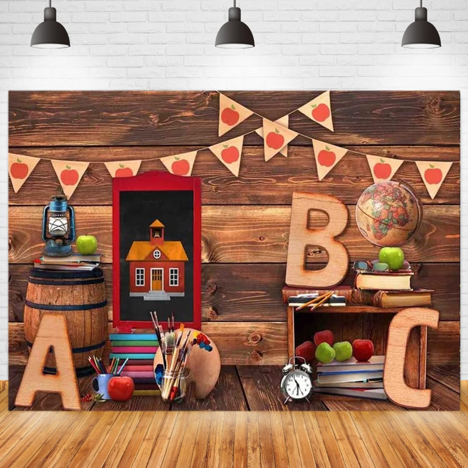 Welcome Back To School Backdrop Globe Pencil Book Classroom First Day 7×5 ft