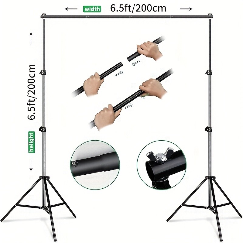Backdrop Stand Background Stand Kit 6.5 x 6.5 ft for Party & Photo Studio + Case