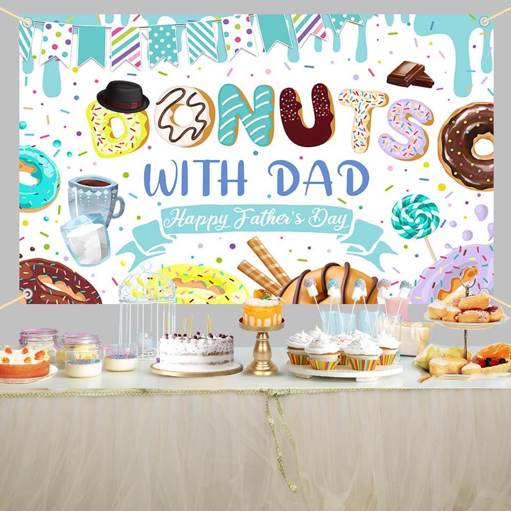 7x5ft Happy Father’s Day Photography Backdrop Donuts with Dad Sprinkle Father’s