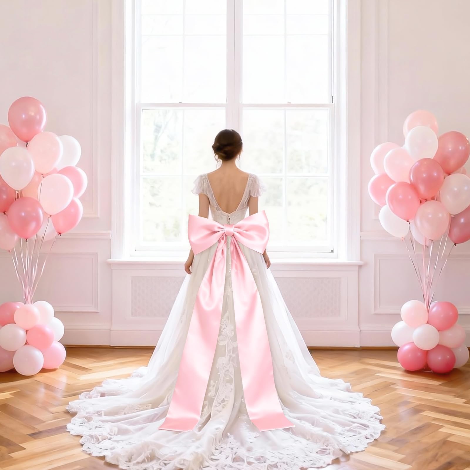 Extra Long Satin Pink Bow for Coquette Room 70″ x 20″, 70 x 20 Inch
