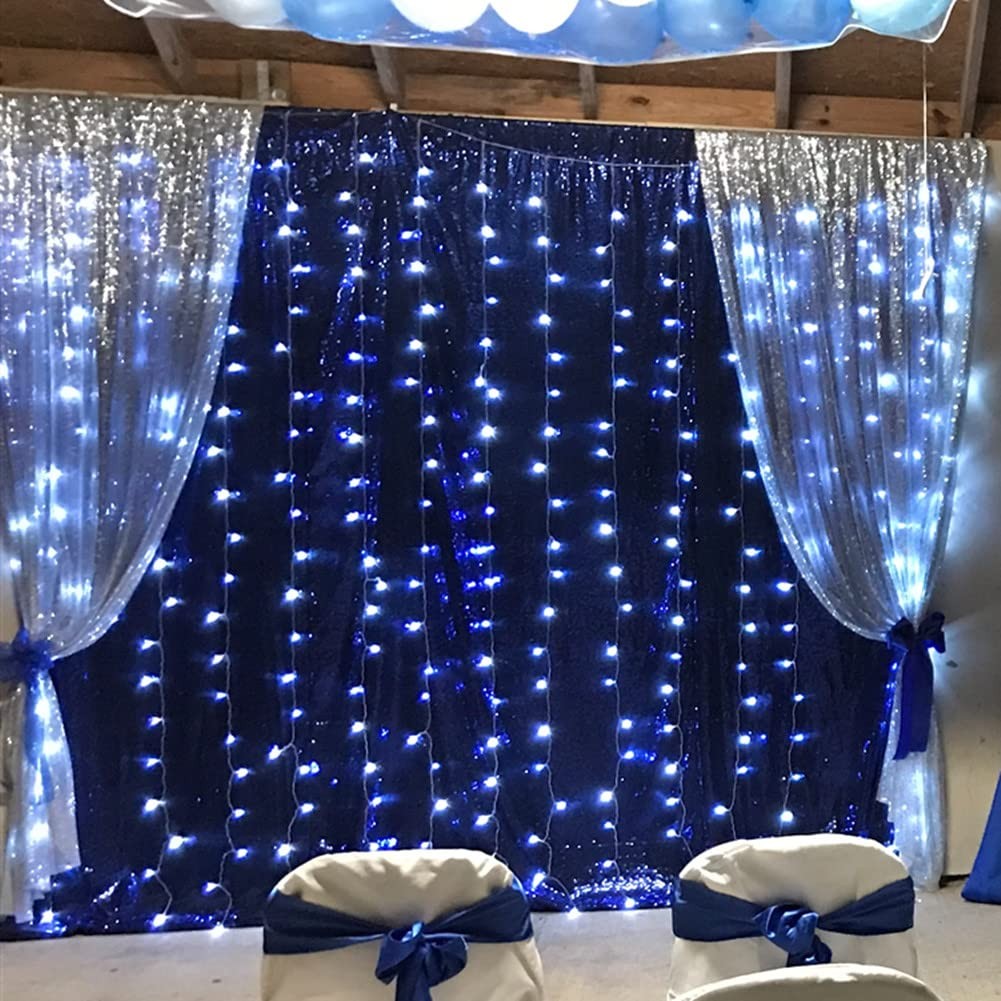6FT x 8FT Navy Blue Sequin Photography Backdrop Curtain for Party Decoration,…