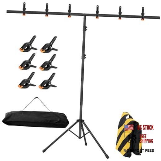8x5ft T-Shape Backdrop Stand, Adjustable Background Support Stand Kit, 8 x 5 ft