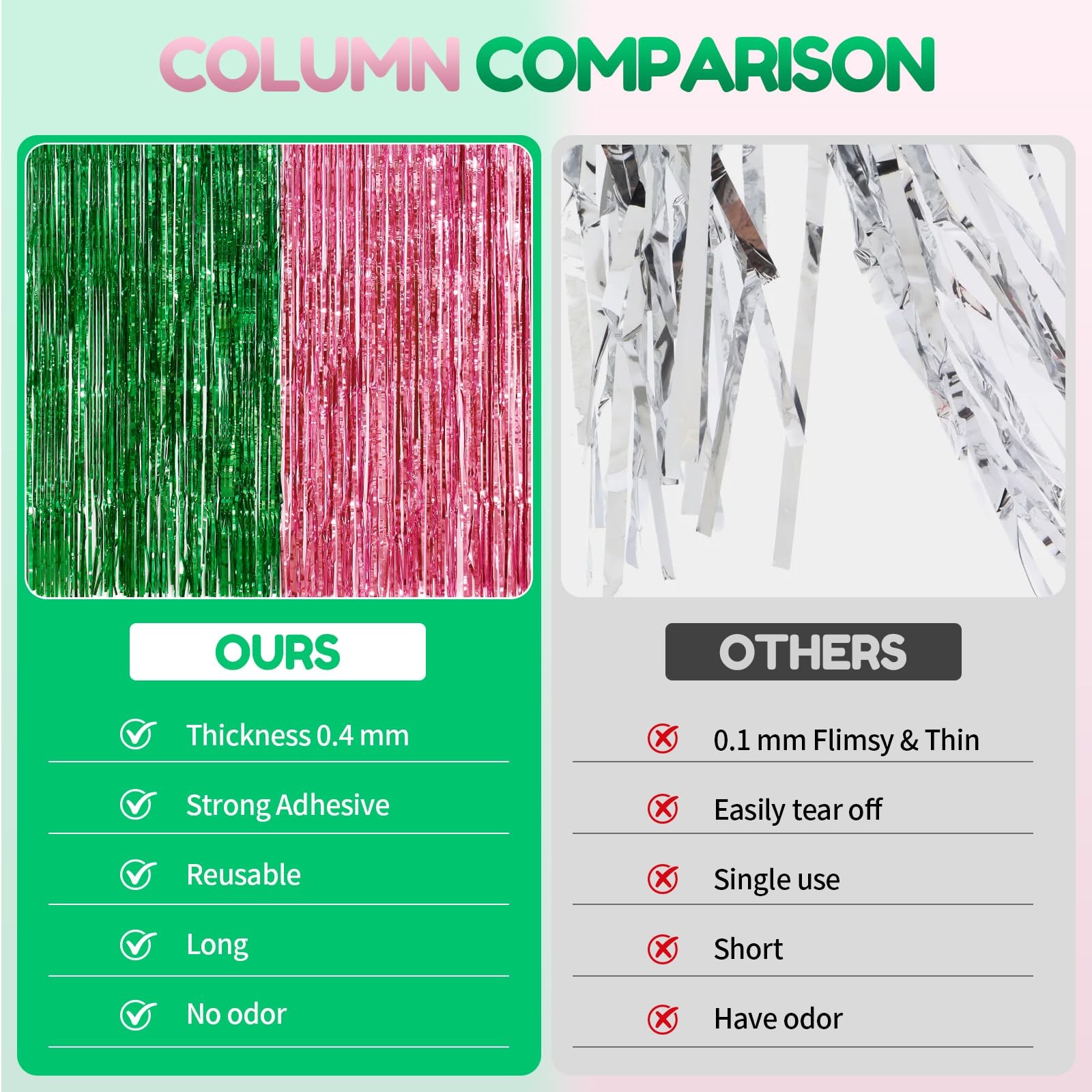 Vagilelf 2 Pack Pink and Green Party 3.3ft x 6.6ft, pink green