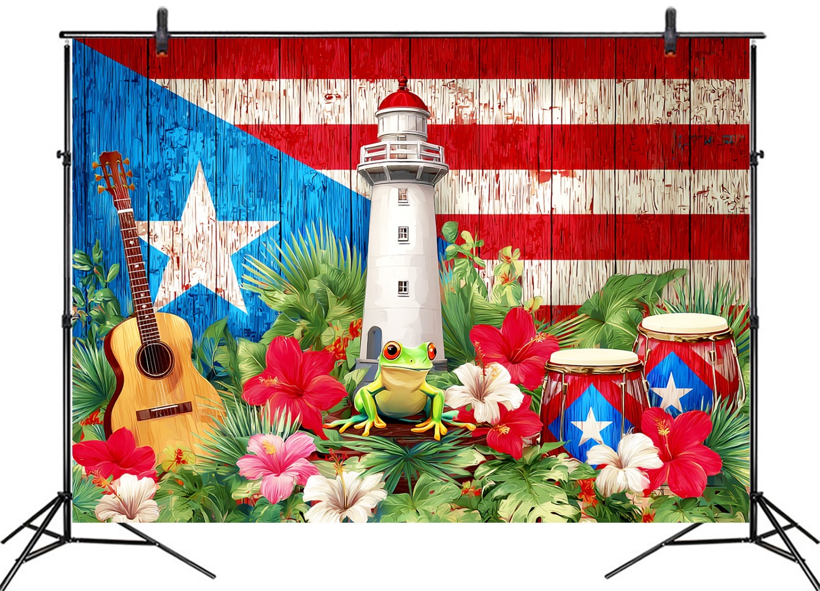 10x8ft Puerto Rico Backdrop Puerto Rico Flag Lighthouse Photo Background
