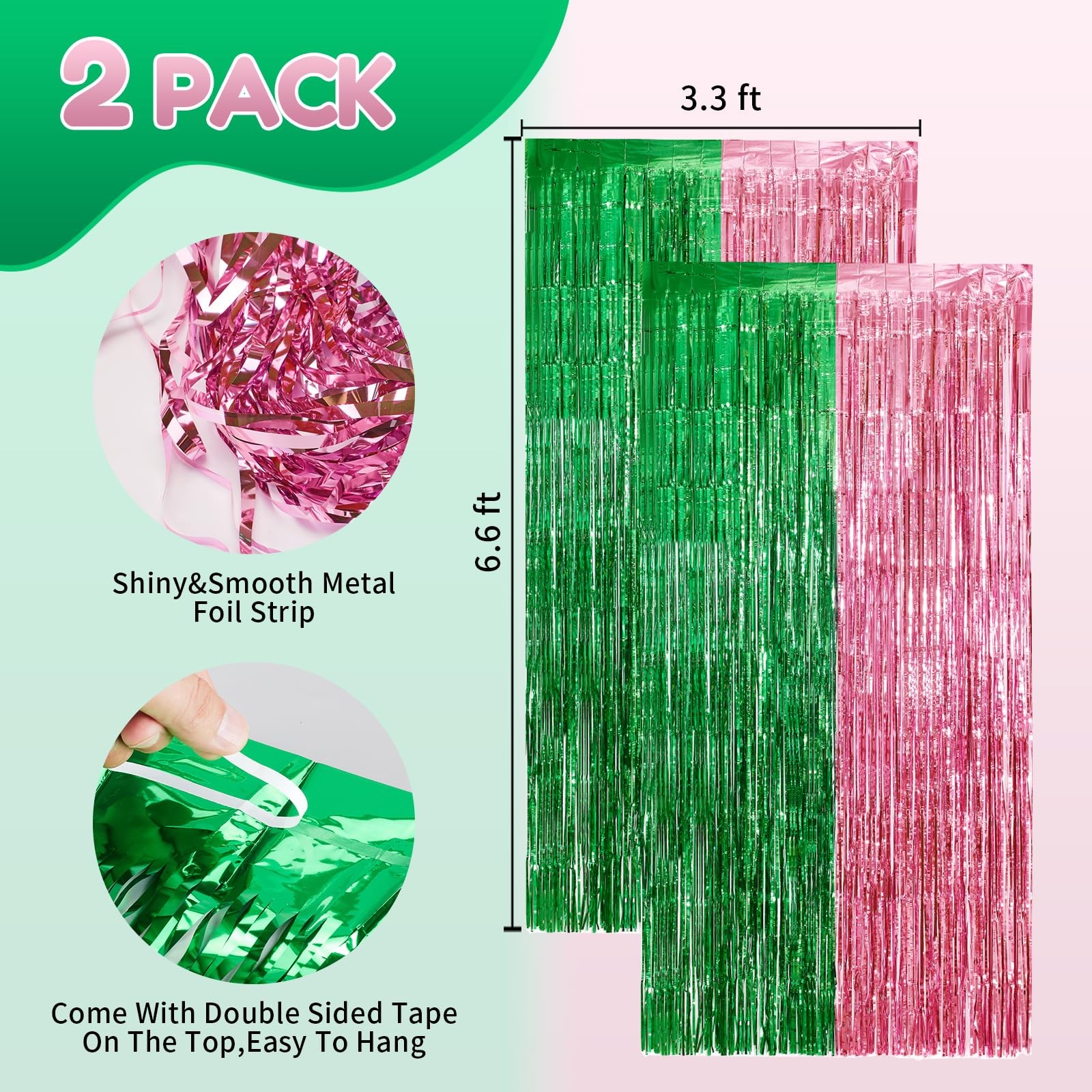 Vagilelf 2 Pack Pink and Green Party 3.3ft x 6.6ft, pink green