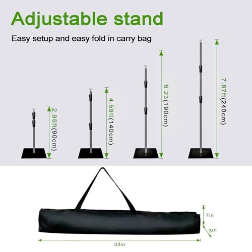 8×5 ft Adjustable Green Screen Backdrop Kit with Stand, Photo Background 5×8 ft