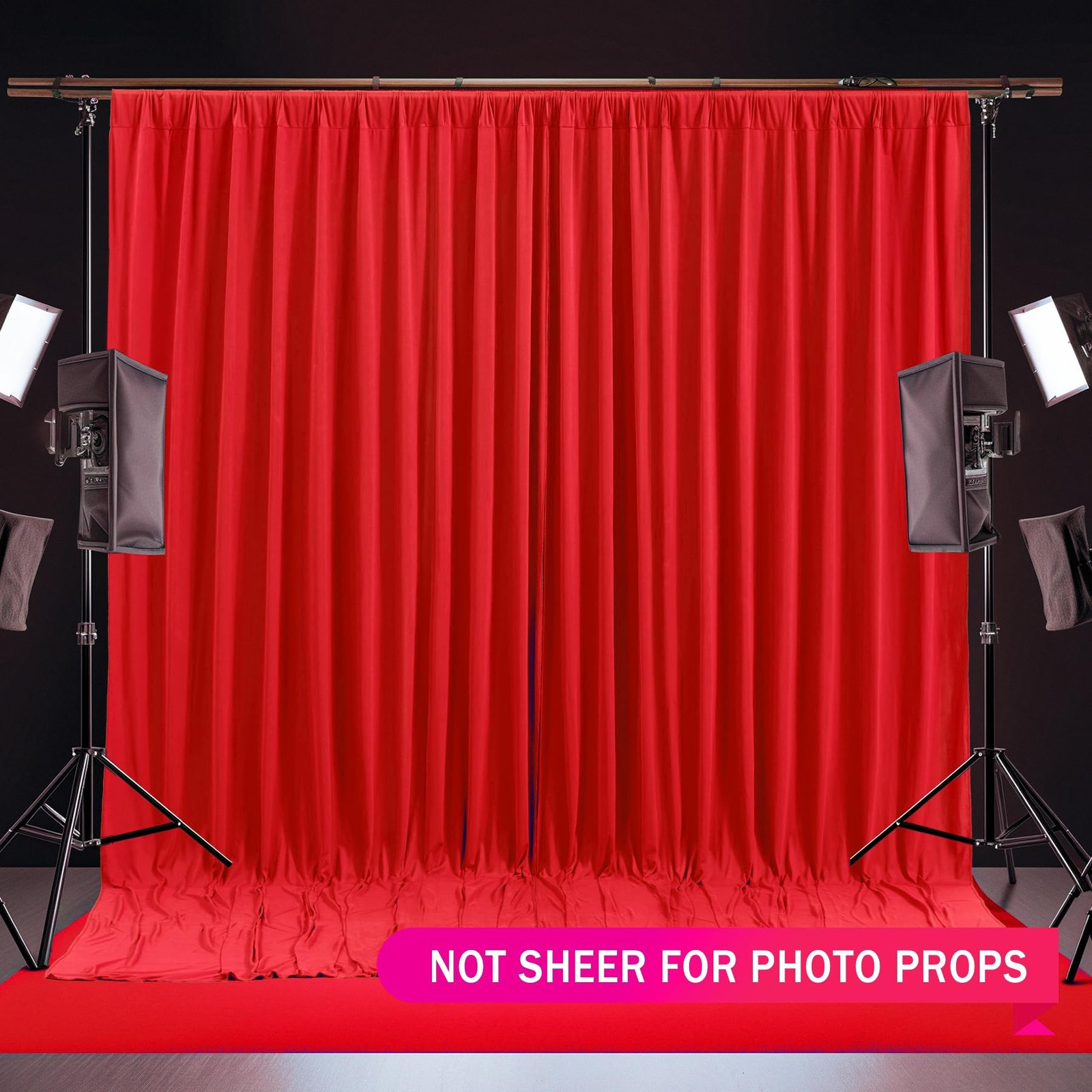 Red Backdrop Curtains 8x10ft 2 Panels Wrinkle Free Photo Background Drapes