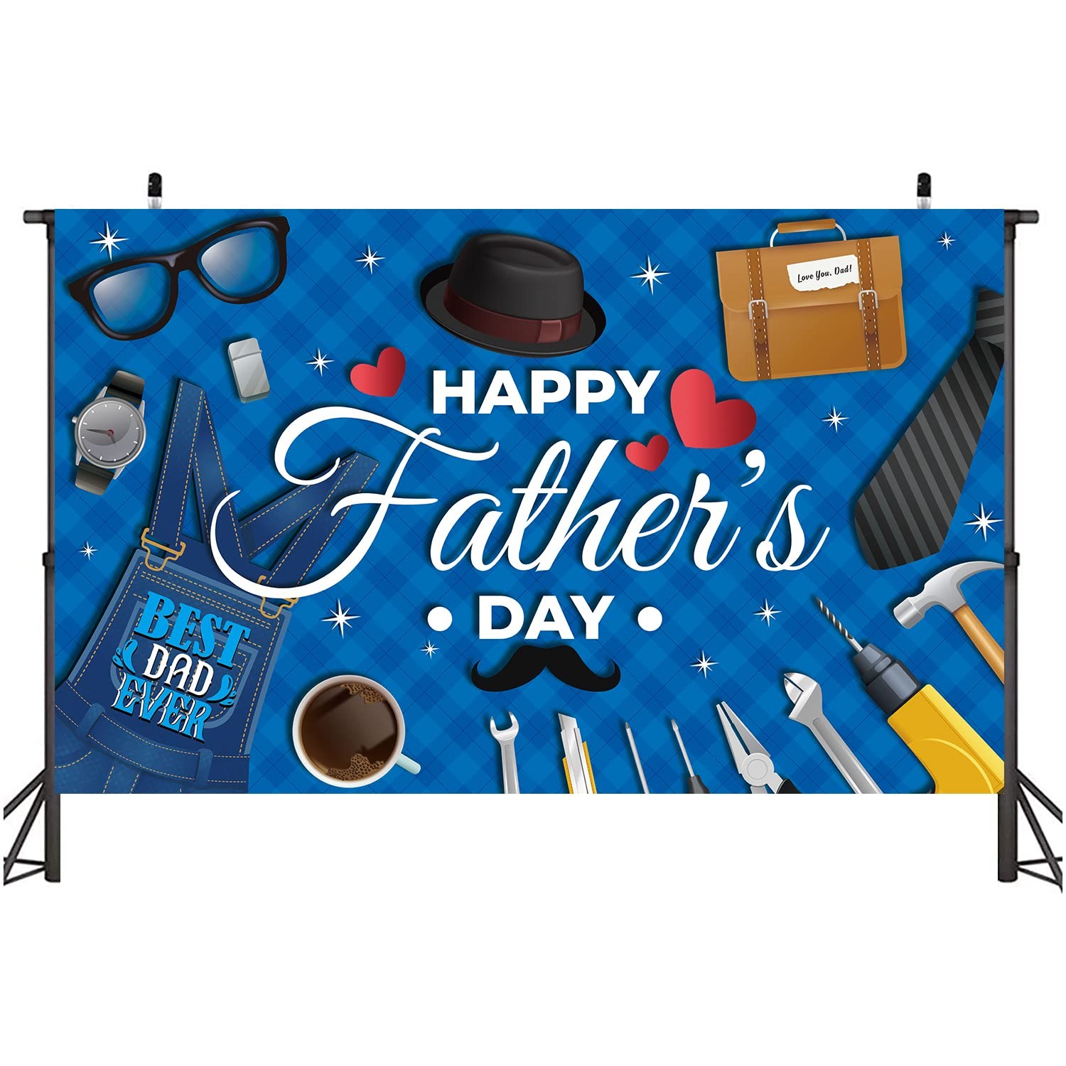 Happy Fathers Day Banner Backdrop,Happy Fathers Day Decorations Backdrop for P..