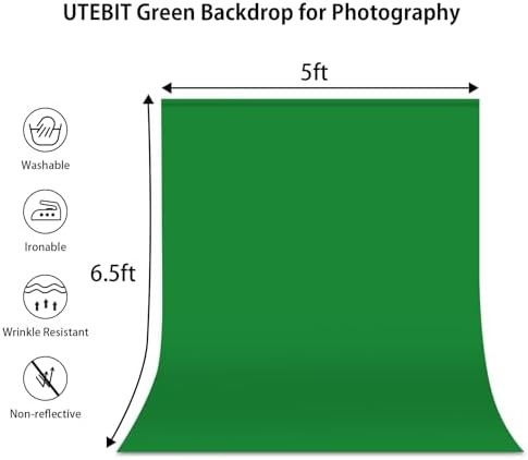 UTEBIT 5×6.5ft Green Screen Backdrop, Photography Backdrop Chroma Key Small | Gr