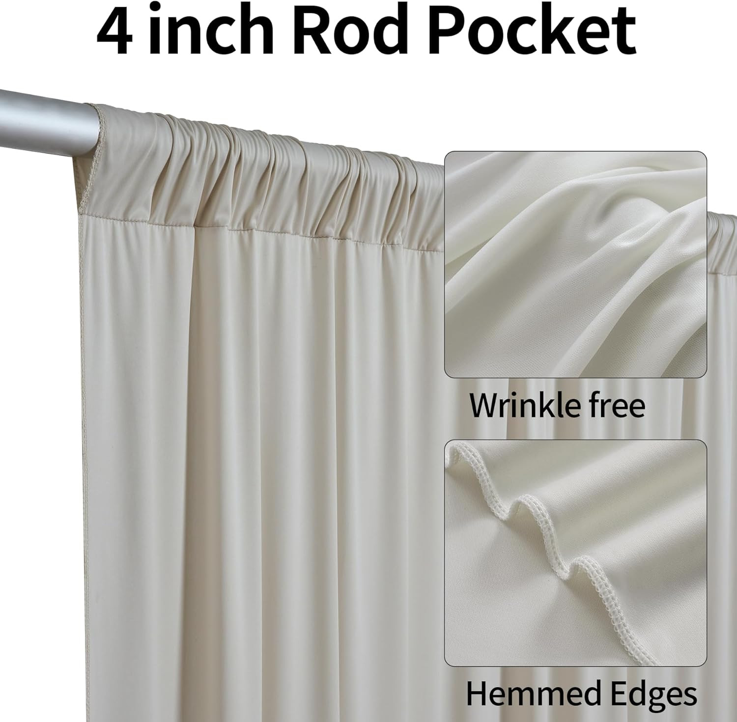 50Ftx15Ft Beige Backdrop Curtains for Parties, Wrinkle Free Polyester Beige Phot