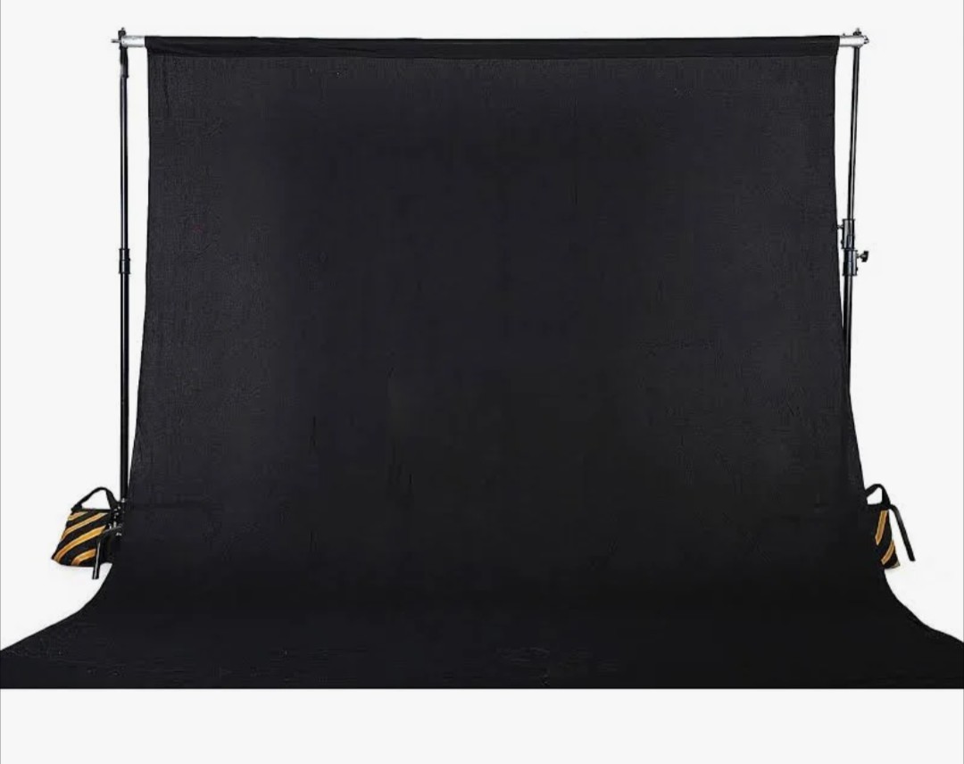 Square Perfect Black Muslin Photo Backdrop Curtain 20ftx10ft Rod Pocket