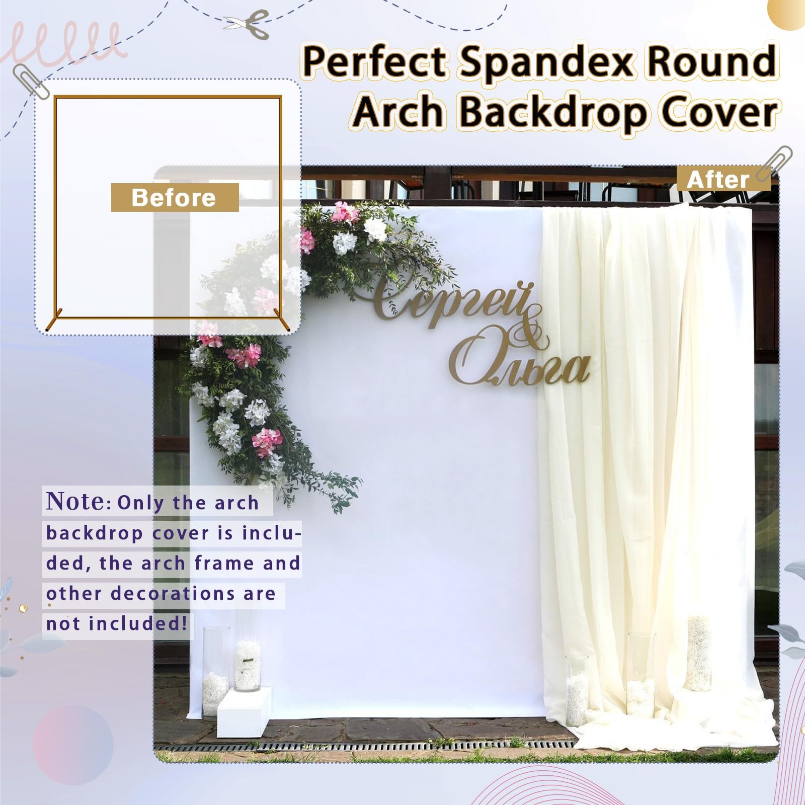 Wedding Arch Cover 6.6×6.6FT, Square Backdrop Cover Spandex Fitted Arch Cover…
