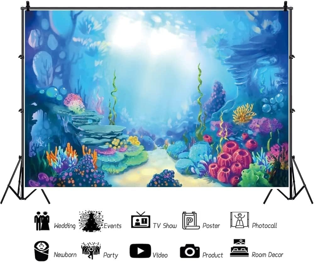 10x8ft Under The Sea Backdrop for Photography Wonderland Underwater Backgroun…