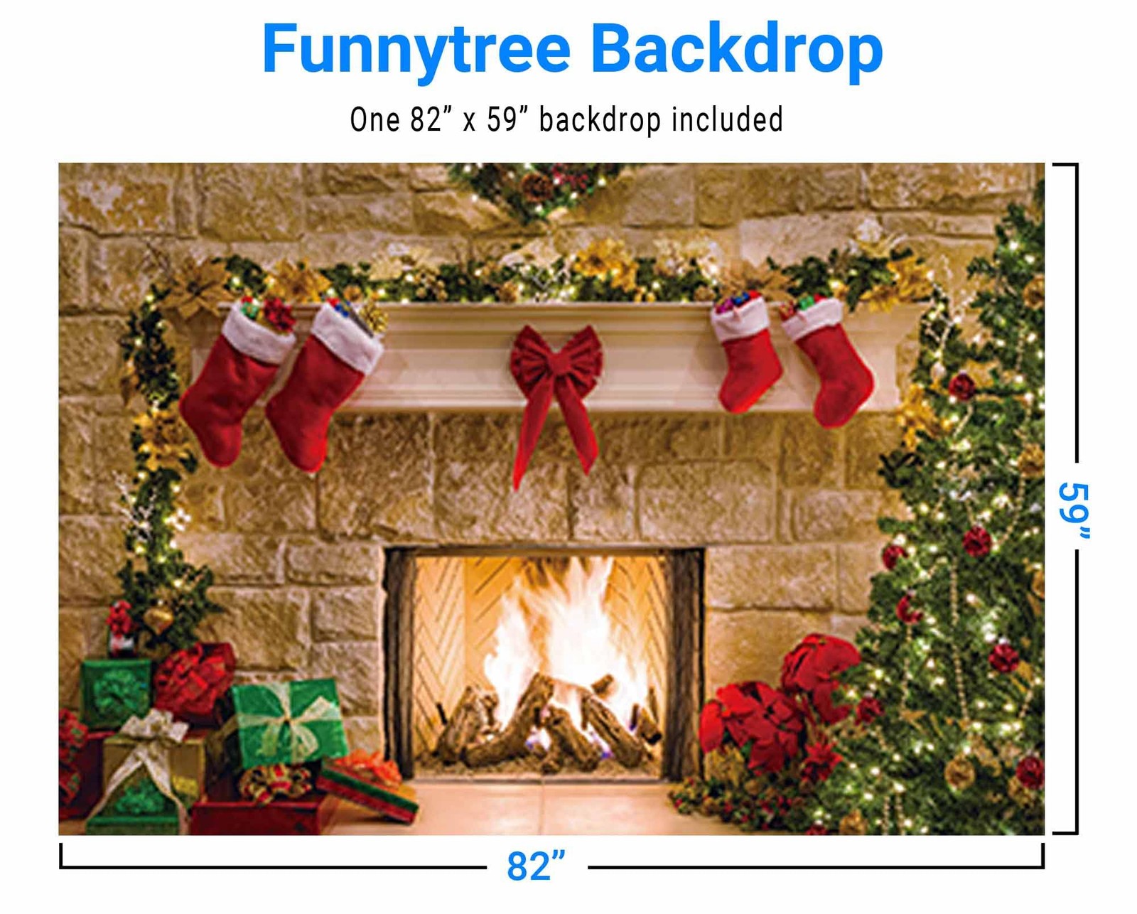 Funnytree 7x5ft Christmas Fireplace Backdrop Interior 7x5ft, dark brown