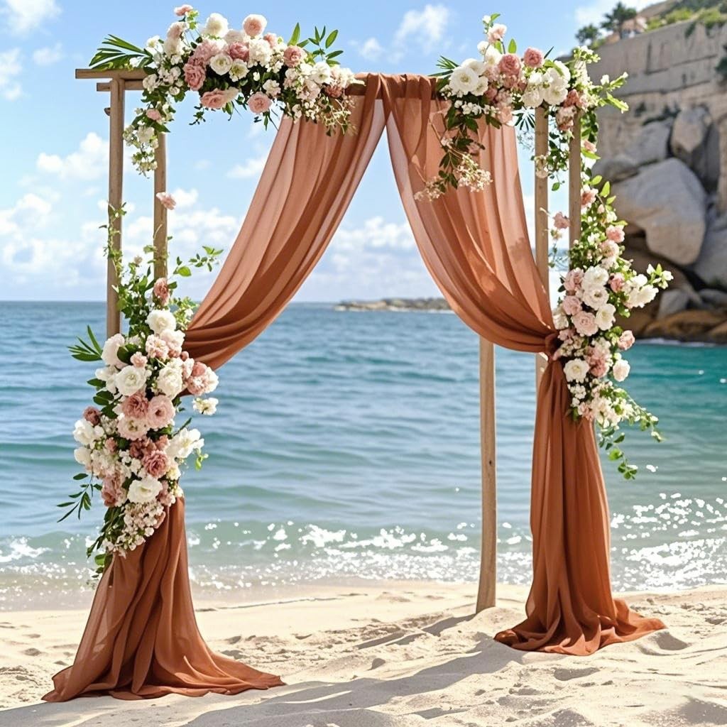 Russet Chiffon Fabric 6.7 Yards Wedding Arch Draping 29 Inch x 20 Ft Sheer