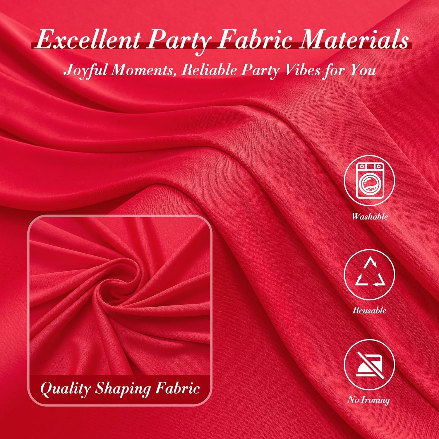 10ft x 8ft Wrinkle Free Red Backdrop Curtains for Parties, Polyester Photo Ba…