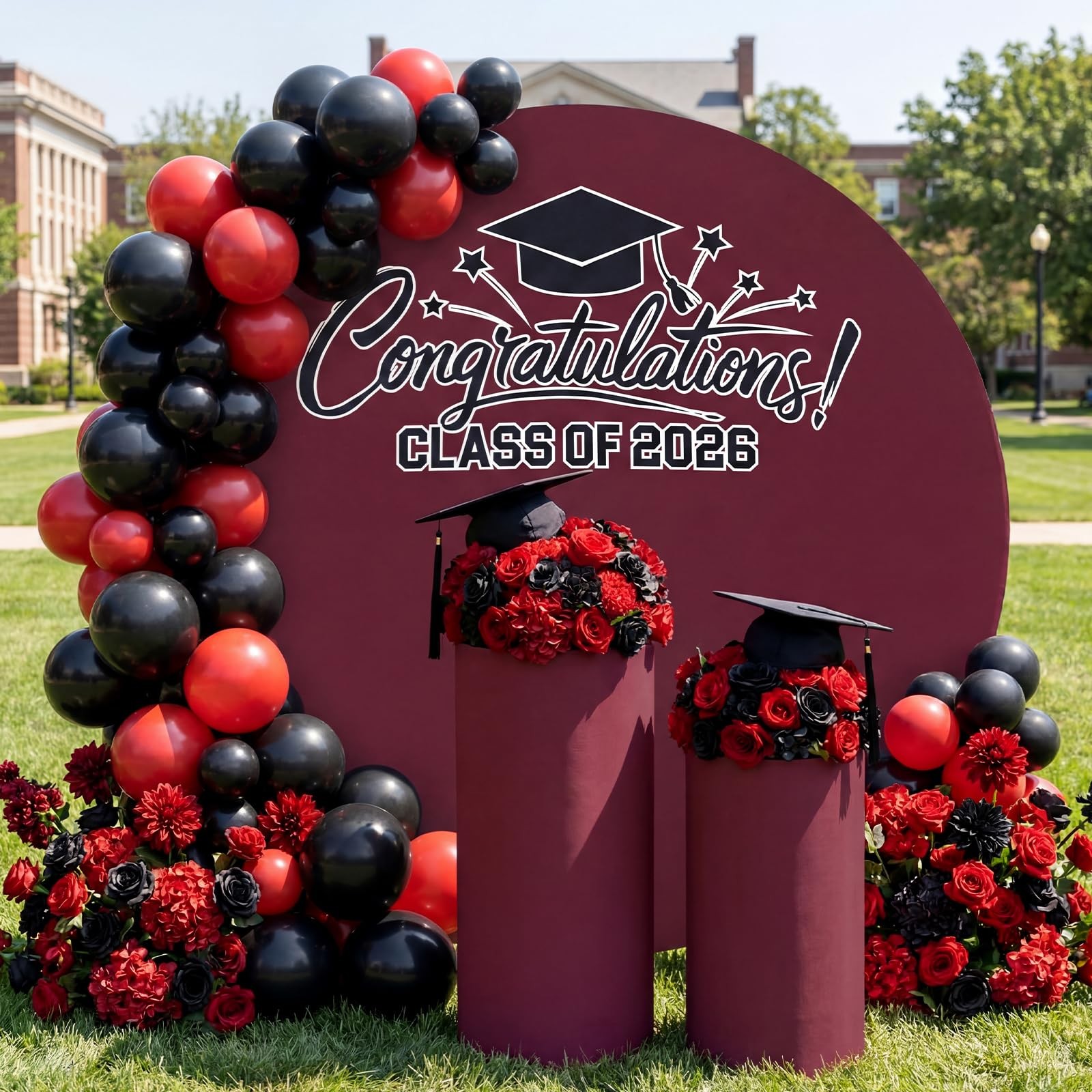 2026 Graduation Round Arch Backdrop Cover 7.2 ft Circle Arch Backdrop Cover for