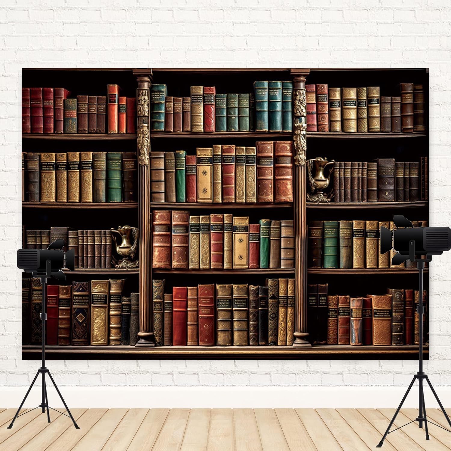 Vintage Bookshelf Backdrop 7x5FT Retro Library Photography Prop Medieval Theme D