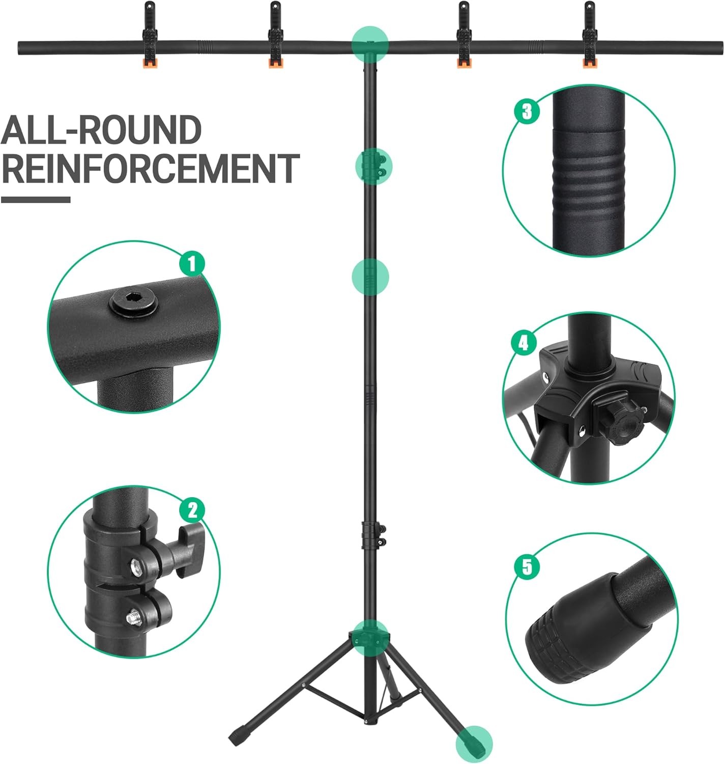 T-Shape Portable Backdrop Stand, 6.5×3.2ft Adjustable Photo Background Stand Kit